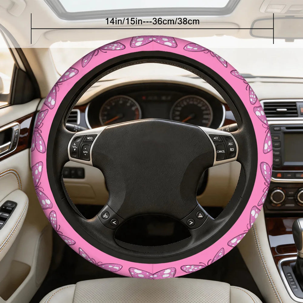 Pink Butterfly Steering Wheel Cover – Universal Car Fit Steering Wheel Cover HIP