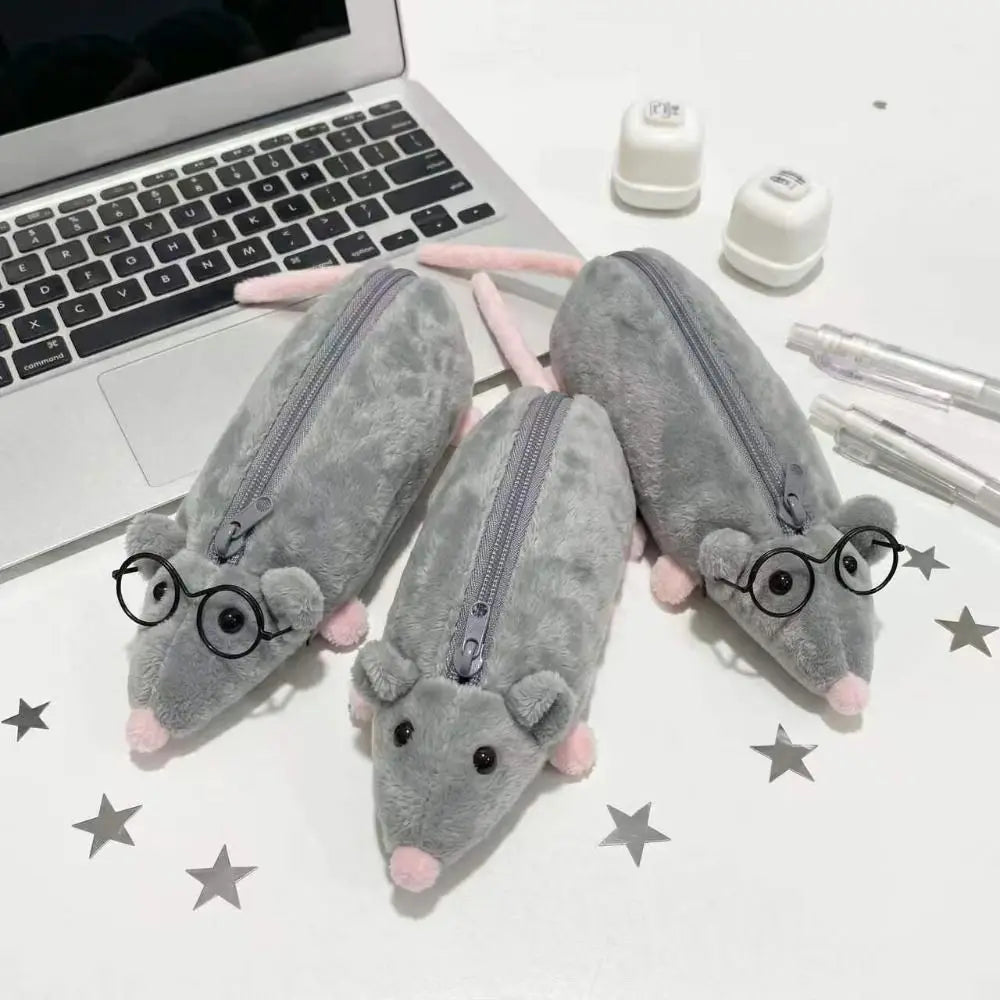 Cartoon Mouse Pencil Bag – Large Capacity Plush Stationery Pouch Novelty Pencil Case HIP