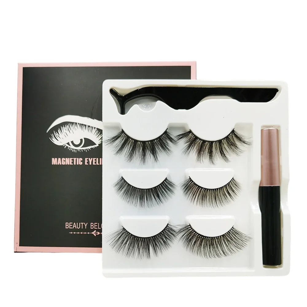 Magnetic Volume Eyelashes Box Package Set Full Strip 5/7/10 Pair Synthetic Natural Cilia False Dramatic Thick Eye Lashes Makeup HIP 3Pair Eyelash 02