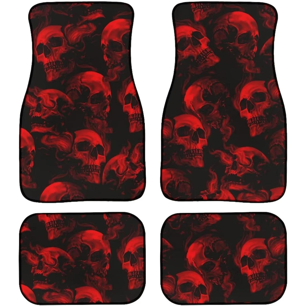 Red Gothic Skull Car Floor Mats Set of 4 – Universal Fit Car Floor Mats HIP 1