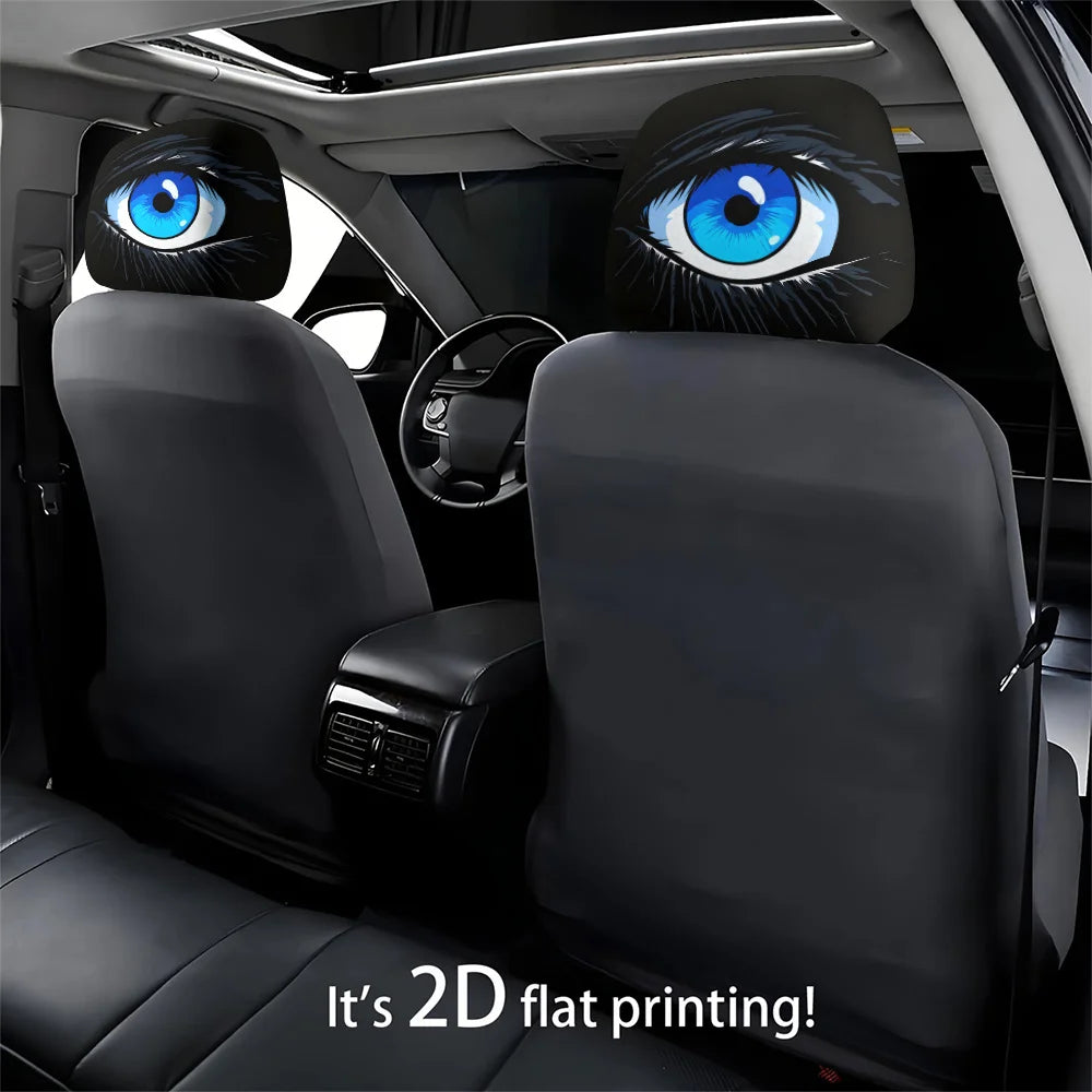 2-Pack Goth Blue Eye Cartoon Car Headrest Covers | Universal Car Headrest Covers HIP