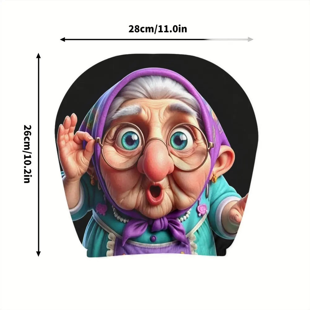 Funny Granny Print Car Headrest Covers – Universal Fit Car Headrest Cover HIP