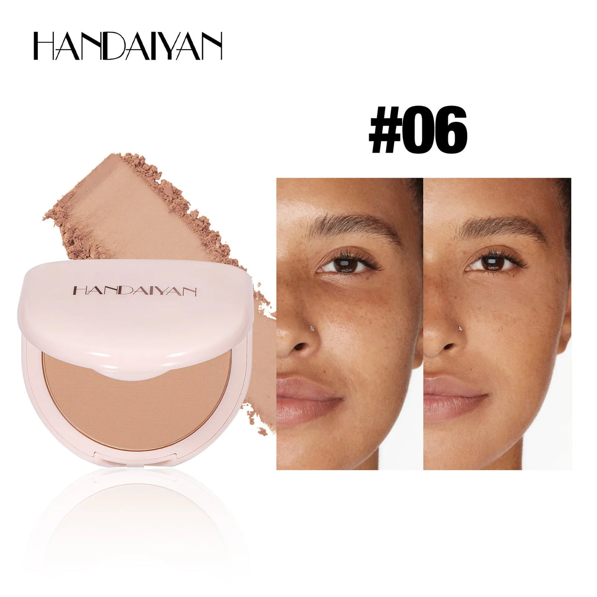 8Colors Matte Face Pressed Powder 24 Hours Oil Control Natural Setting Powder Foundation Full Coverage Waterproof Lasting Makeup HIP 06