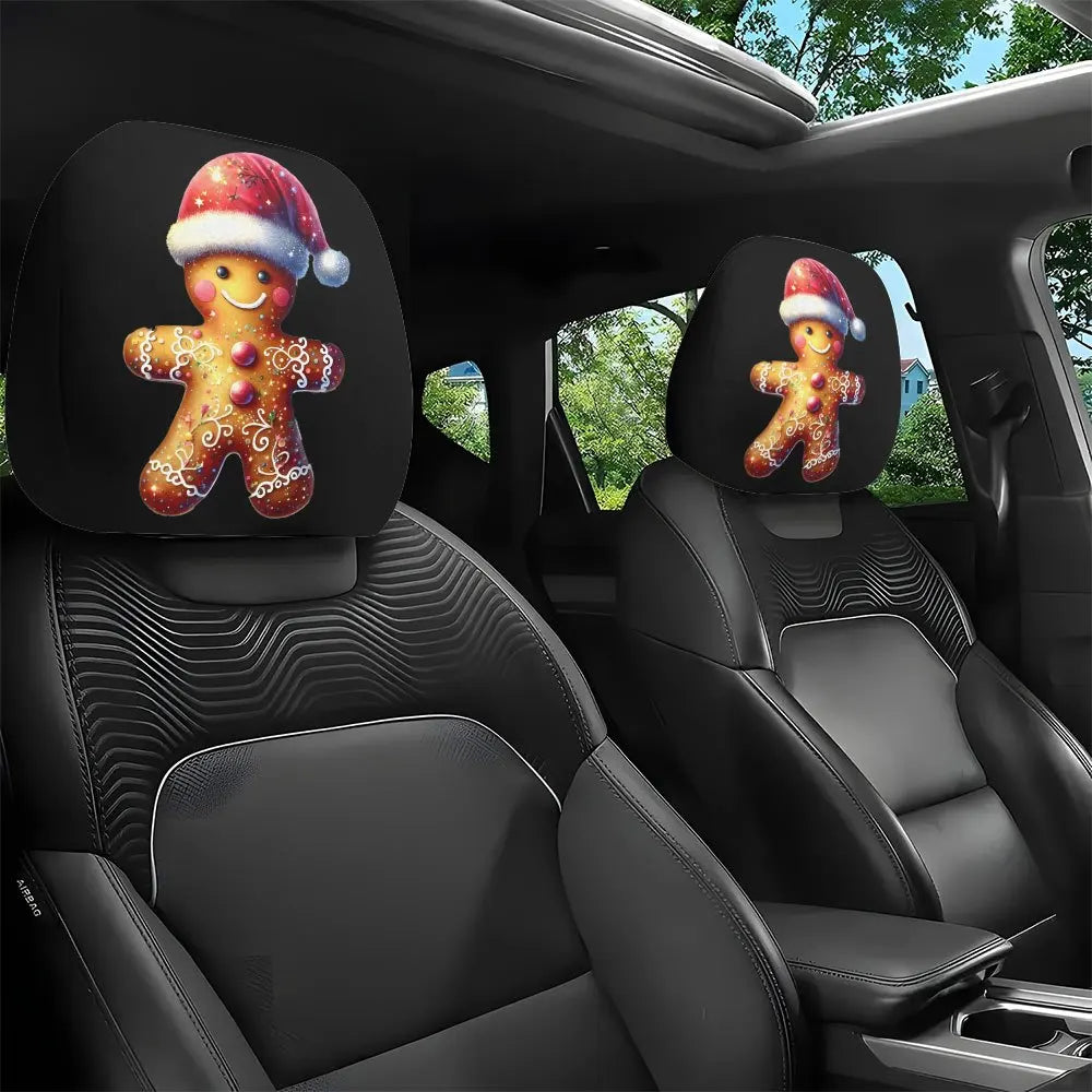 2-Pack Christmas Gingerbread Man Car Headrest Covers Car Headrest Covers HIP