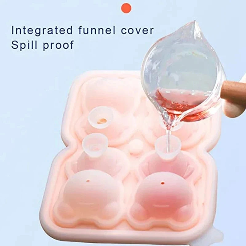 3D Teddy Bear Silicone Ice Cube Mold – 4-Grid Fun Ice Maker Silicone Ice Mold HIP
