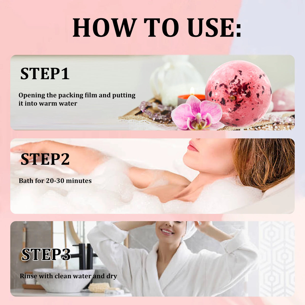 6-Piece Lavender Epsom Salt Bath Gift Set for Women Spa Bath Gift Set HIP