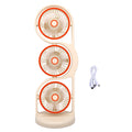 3 Head Fan Desk Fan Desk Fan USB Rechargeable Portable 3 Head Fan with Multiple Speed Settings Light for Study Work Outdoor HIP YELLOW USB Type-C