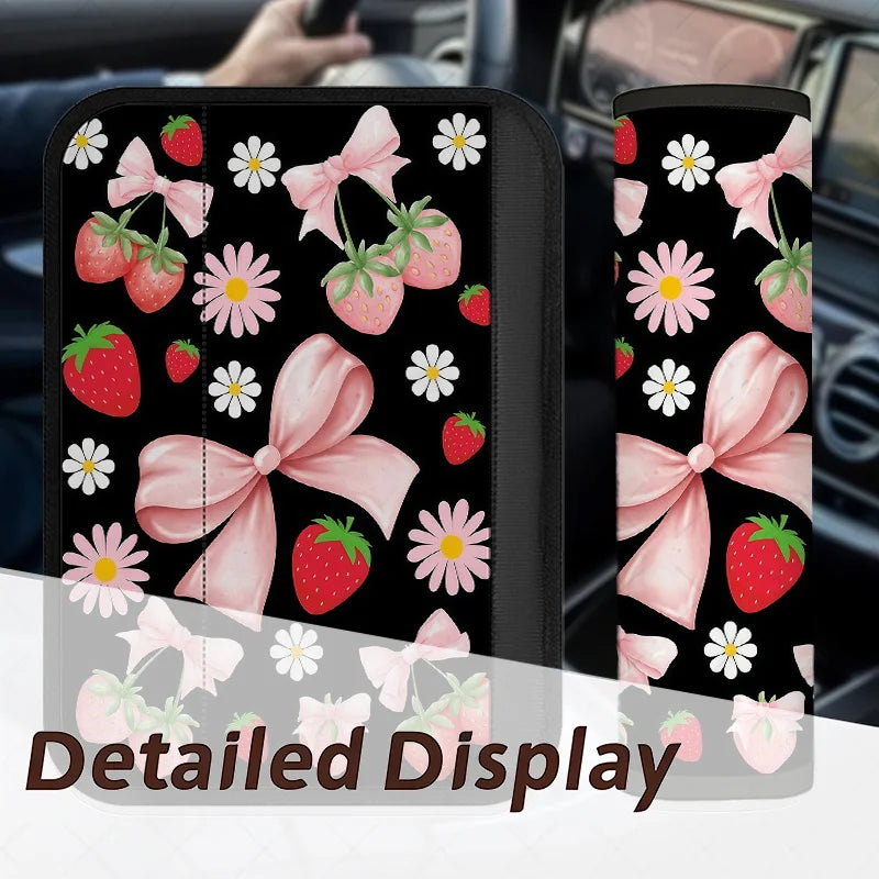 2-Pack Cute Strawberry Daisy Car Seat Belt Covers | HIP Seat Belt Cover HIP