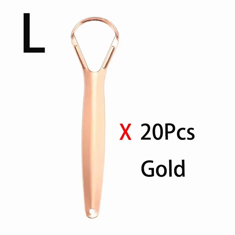Stainless Steel Tongue Scraper Set | Fresh Breath Oral Care Tongue Scraper HIP C738-Gold-L-20pcs