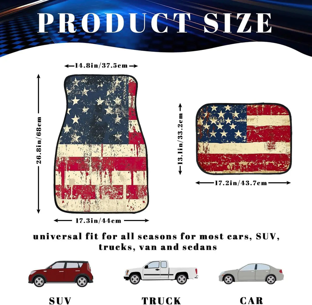 American Flag Car Floor Mats Set of 4 – Non-Slip Auto Carpets Auto Floor Mats HIP