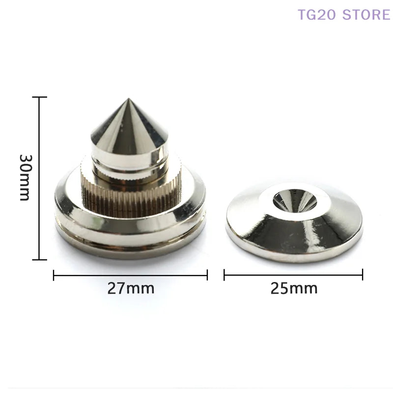 Pure Copper Speaker Stand Spike Feet 4-Set – Black & Silver Speaker Stand Spikes HIP