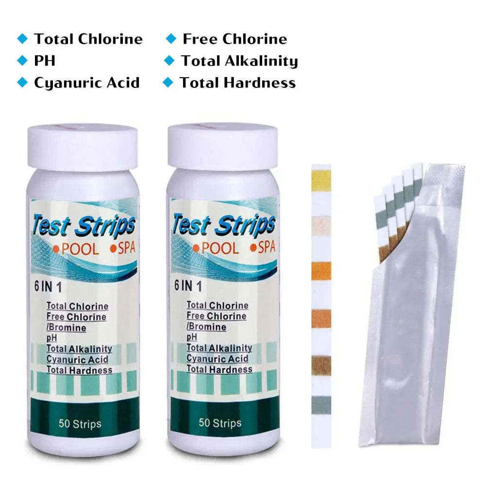 Universal 6 in 1 Pool Water Test Strips Aquarium Swimming Pool Spa Water Quality Testing Supplies PH & Chlorine Test Strips Kit HIP
