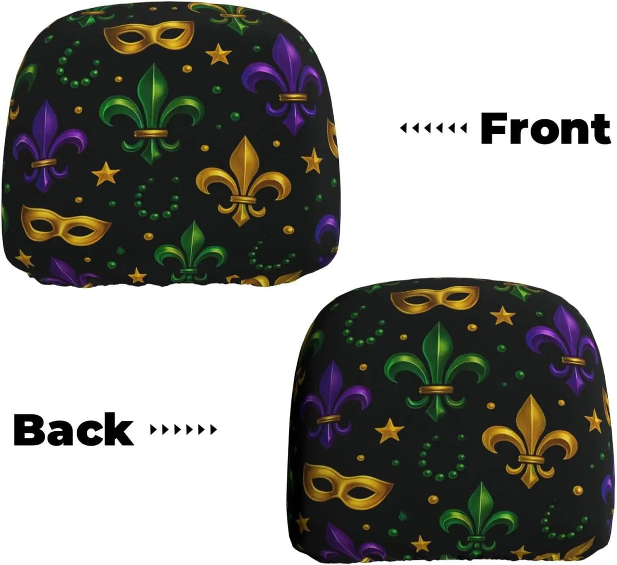 Fleur-De-Lis Car Headrest Covers – 2-Piece Universal Fit Car Headrest Cover HIP
