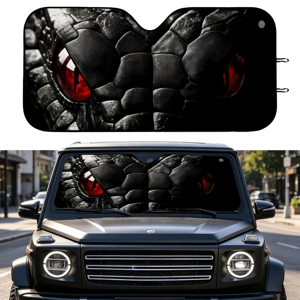 2D Black Snake Print Car Windshield Sunshade | UV Block Car Windshield Sunshade HIP M