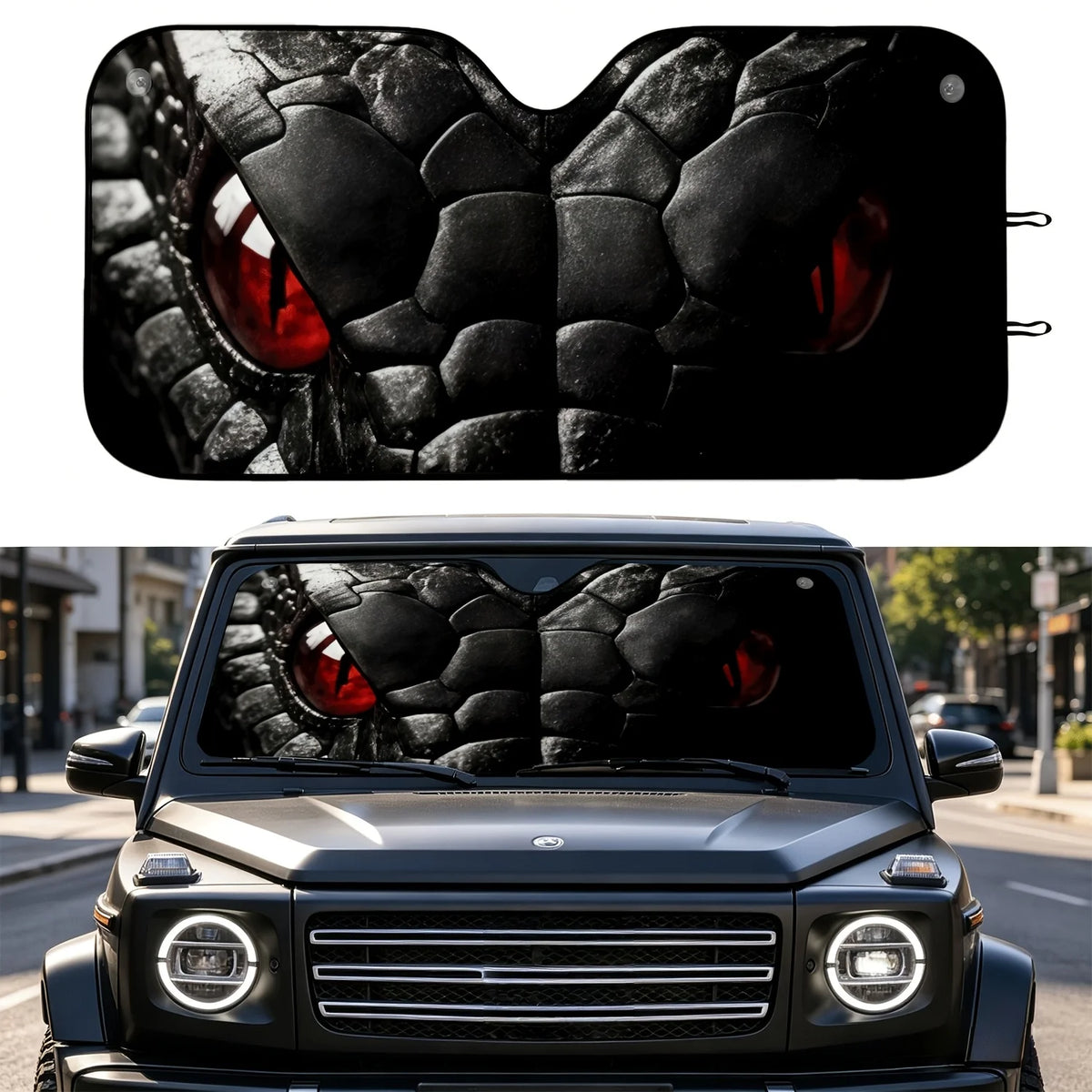 2D Black Snake Print Car Windshield Sunshade | UV Block Car Windshield Sunshade HIP M
