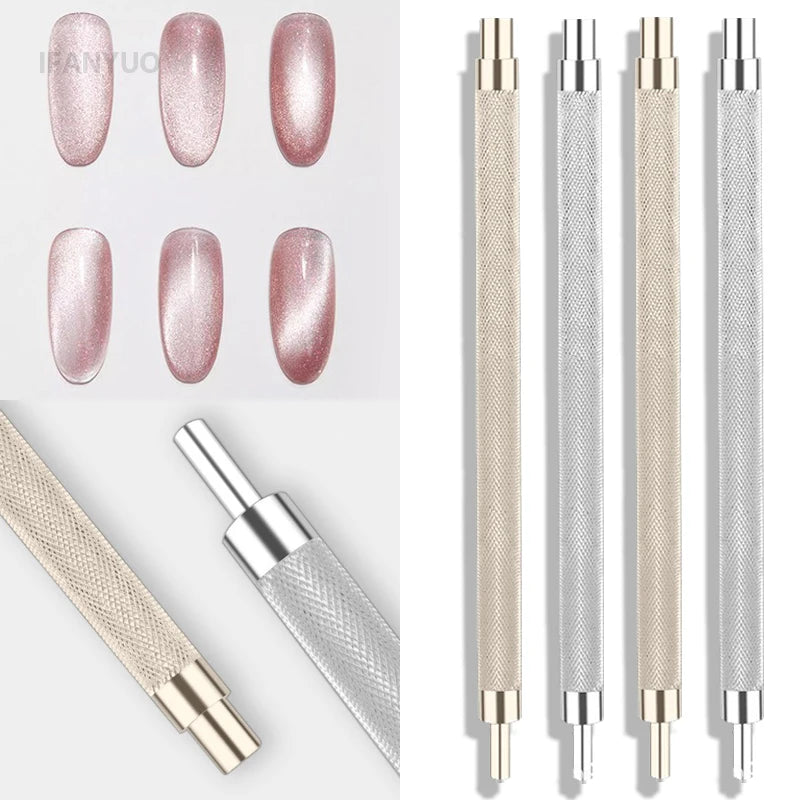 Gold Silver Doube Head Nail Art Magnets Strong Nail Magnetic Bar Nail Polish Gel Design Glitter Cate Eye Effect Manicure Tools HIP