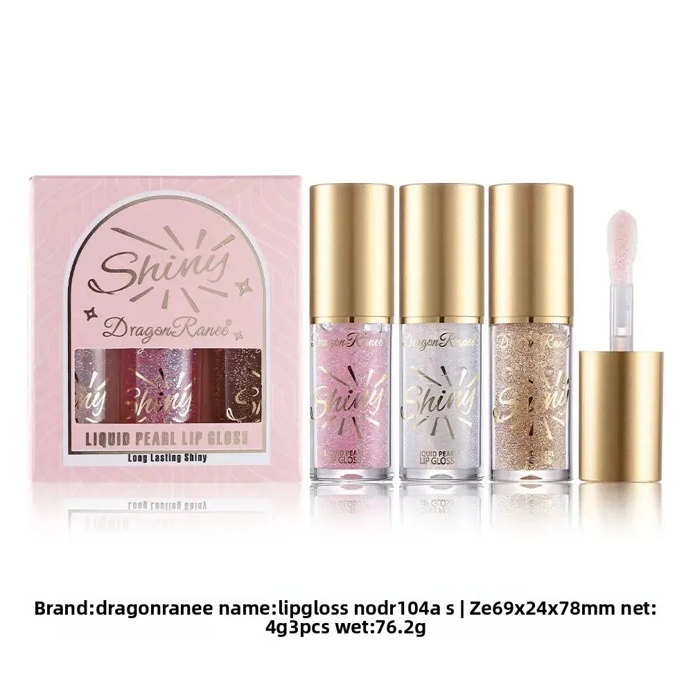Mirror Pearl Lip Gloss Set – Shimmer Lip Oil Glaze 3-Pack Lip Gloss Set HIP
