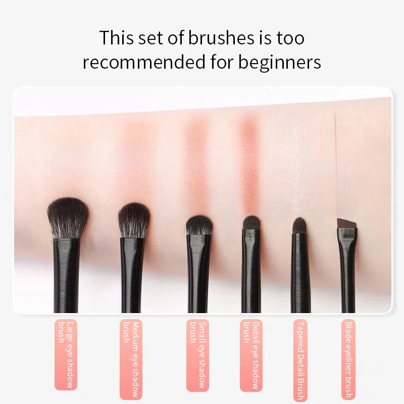 6-Piece Eye Makeup Brush Set – Eyeshadow, Liner & Brow Eye Makeup Brush Set HIP