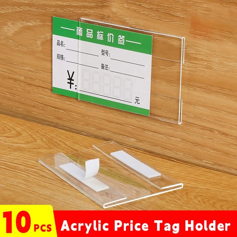 10-Pack Clear Self-Adhesive Price Tag Holders – 5 Sizes Label Sign Holder HIP