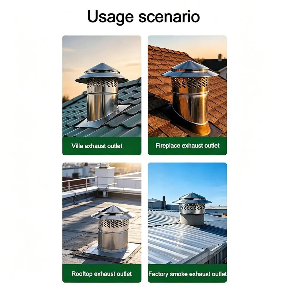 Stainless Steel Chimney Cap 80–200mm | Vent Exhaust Cover Chimney Vent Cap HIP