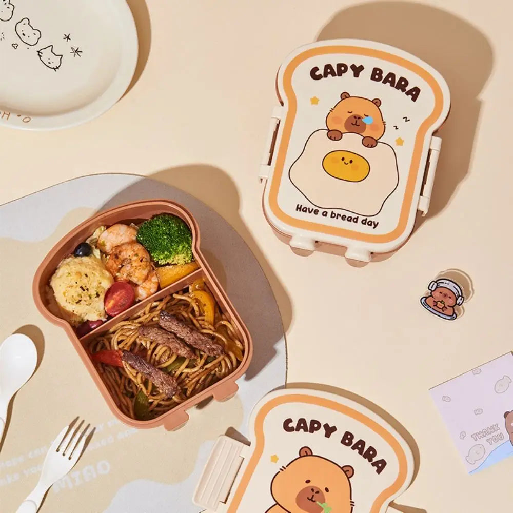 Cute Capybara Toast Lunch Box 1000ml – Leak-Proof Meal Box Novelty Lunch Box HIP