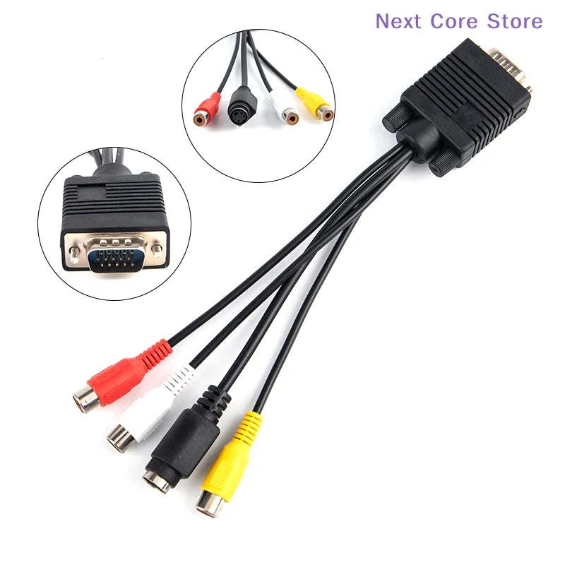 VGA to S-Video & AV TV-Out Converter Cable Adapter Video Converter Cable HIP