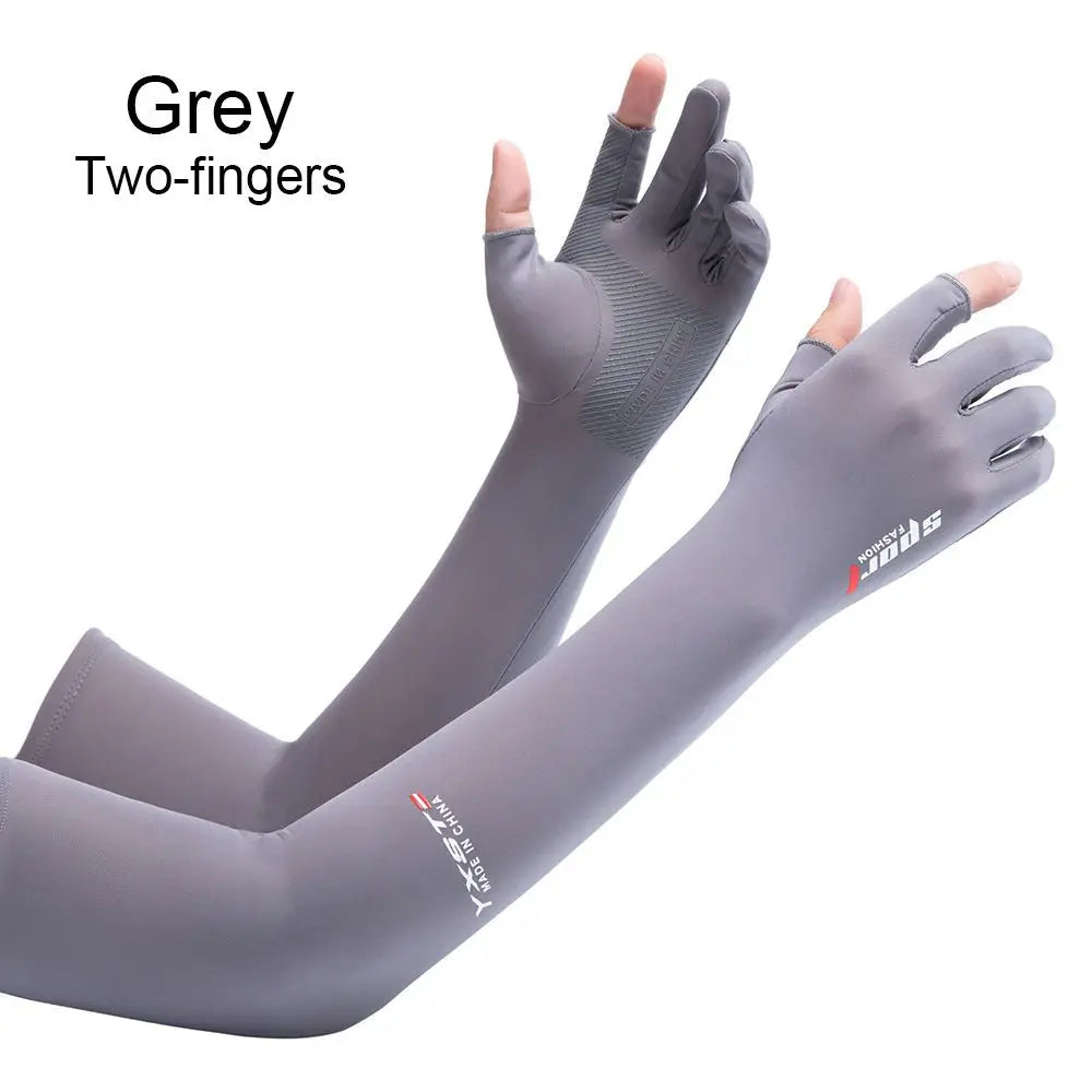 Ice Silk Arm Sleeves – UV Sun Protection for Outdoor Sport UV Arm Sleeves HIP Gray Two-fingers