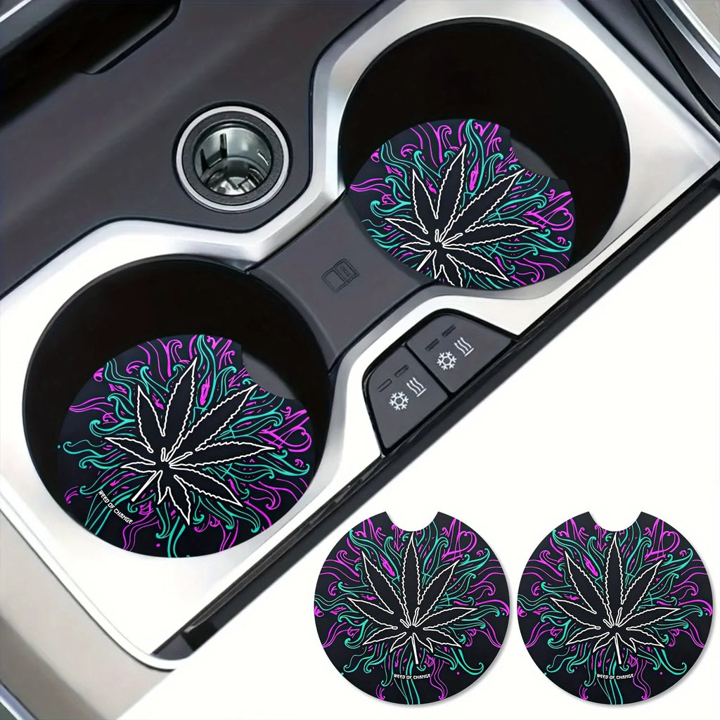 2-Pack Ceramic Car Coasters – Absorbent Cup Holder Pads Car Cup Coasters HIP