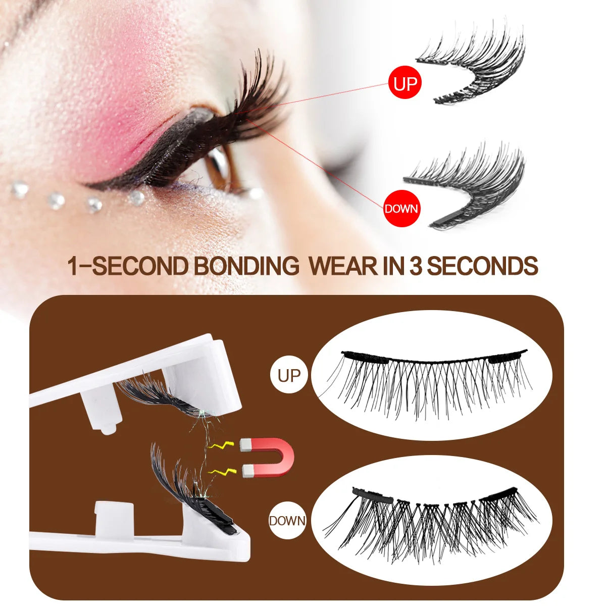 YSDO 5 Pairs/box Magnetic Eyelashes Wholesale Natural Magnetic Eyelashes Reusable 3D Faux Mink Lashes With Tweezers Makeup Tools HIP