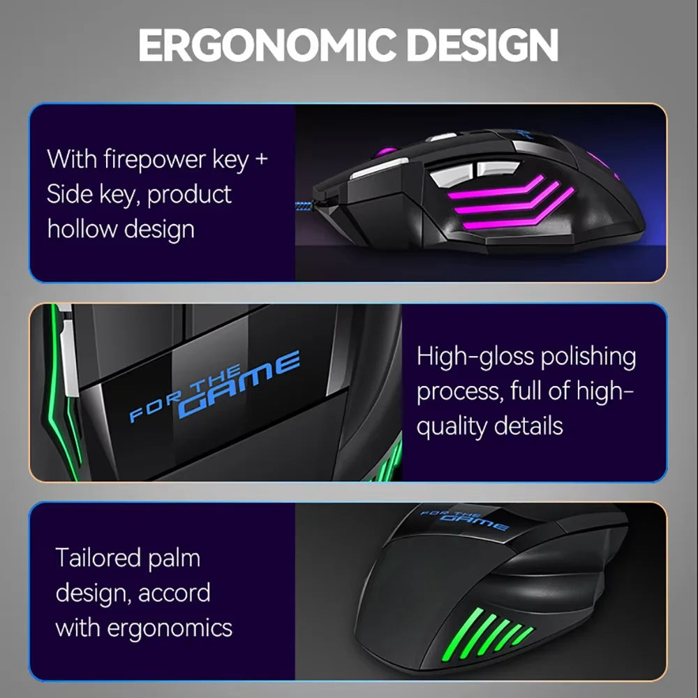 KEBIDUMEI 7-Button RGB Wired Gaming Mouse – 2400 DPI Ergonomic Wired Gaming Mouse HIP