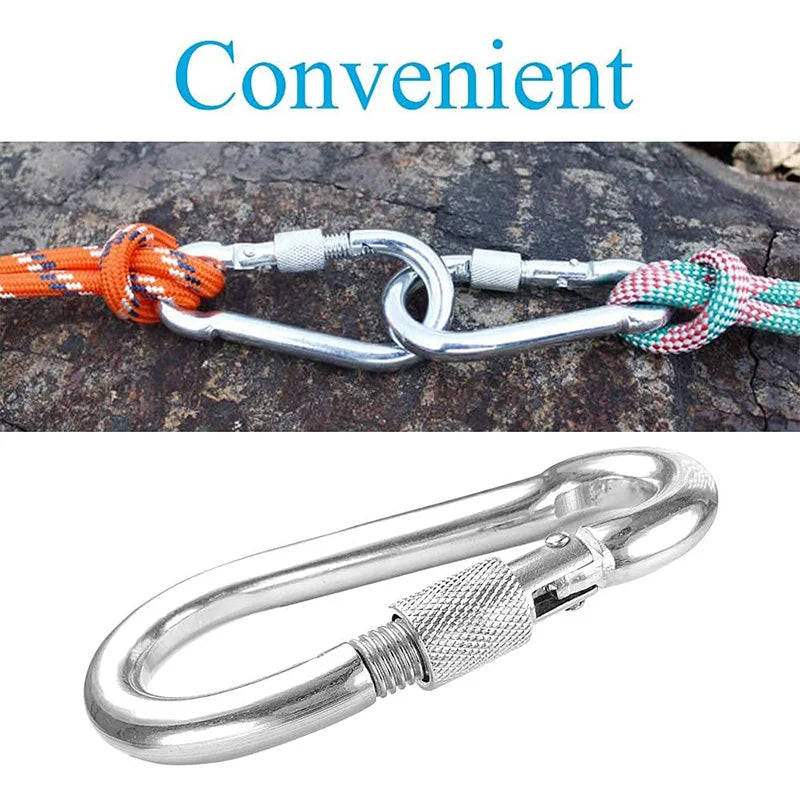 304 Stainless Steel Locking Carabiner – Heavy Duty Clip Locking Carabiner Clip HIP