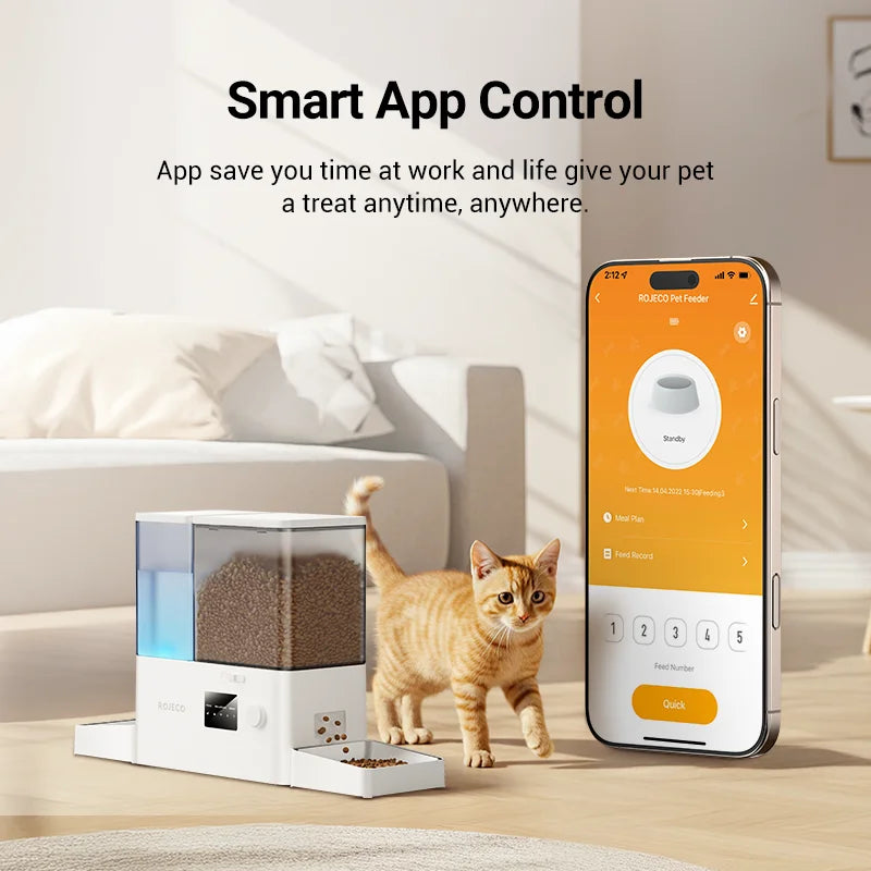 ROJECO 8.5L Automatic Pet Feeder Water Fountain WIFI APP Remote Control Smart Dog 5L Food Dispenser 3.5L Gravity Water Drinker ﻿ HIP