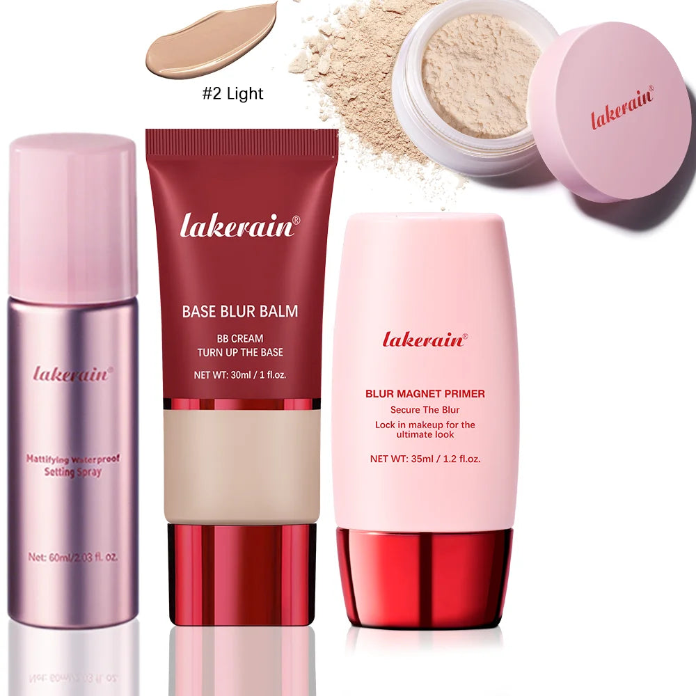 Ultimate Blurring Setting Powder Travel Size Set Waterproof Setting Spray Blur Magnet Primer BASE BLUR BALM Oil Control Kit HIP 3 medium set1