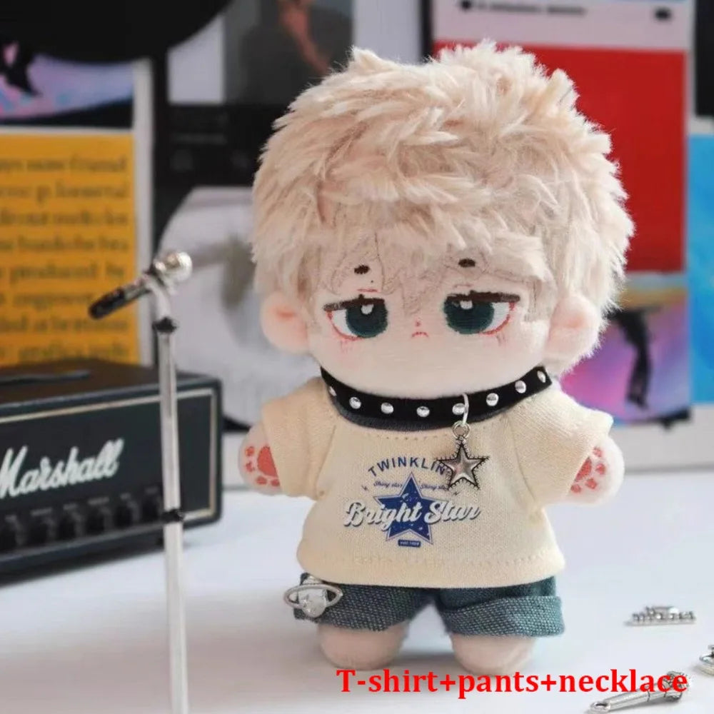 20cm Cotton Doll Clothes Set – T-Shirt, Trousers & Necklace Doll Clothes Set HIP Beige - 3pcs
