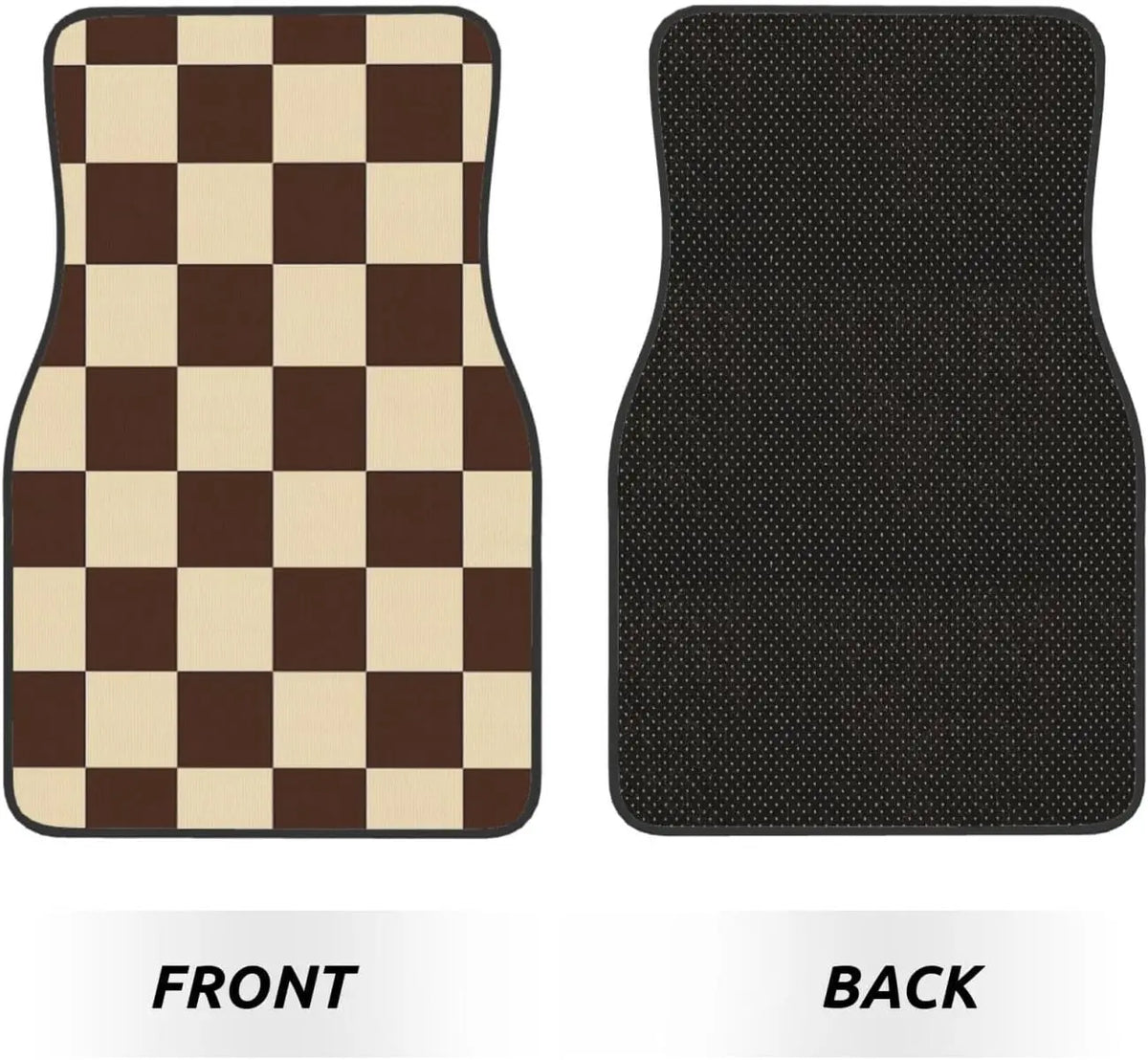 Brown Checkered Car Floor Mats Set of 4 – All Weather Anti-Slip Car Floor Mats HIP