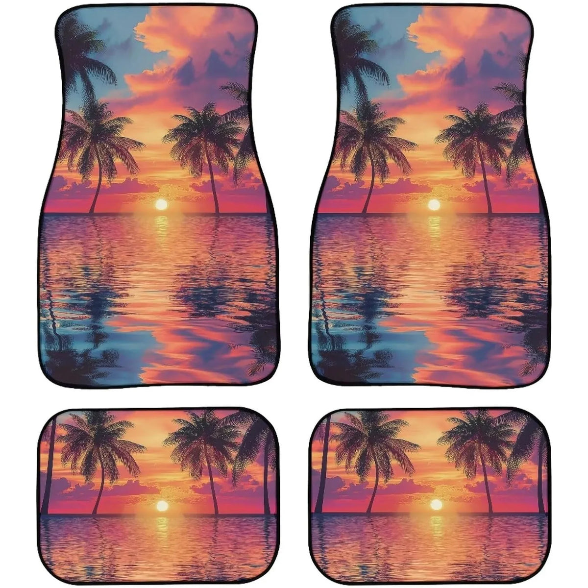 Hawaii Sunset Car Floor Mats – Non-Slip Rubber Set Car Floor Mats HIP black
