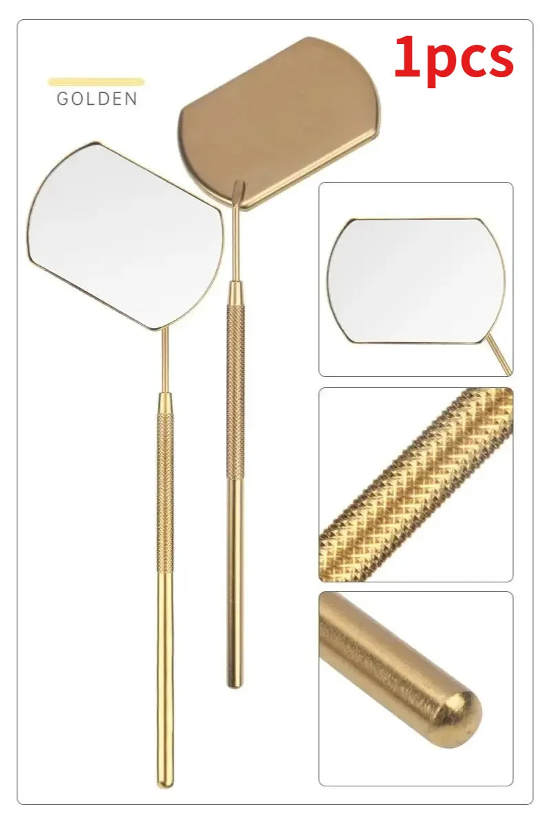 Magnifying Eyelash Extension Mirror – Stainless Steel Handle Lash Extension Mirror HIP C778-Golden 1pcs