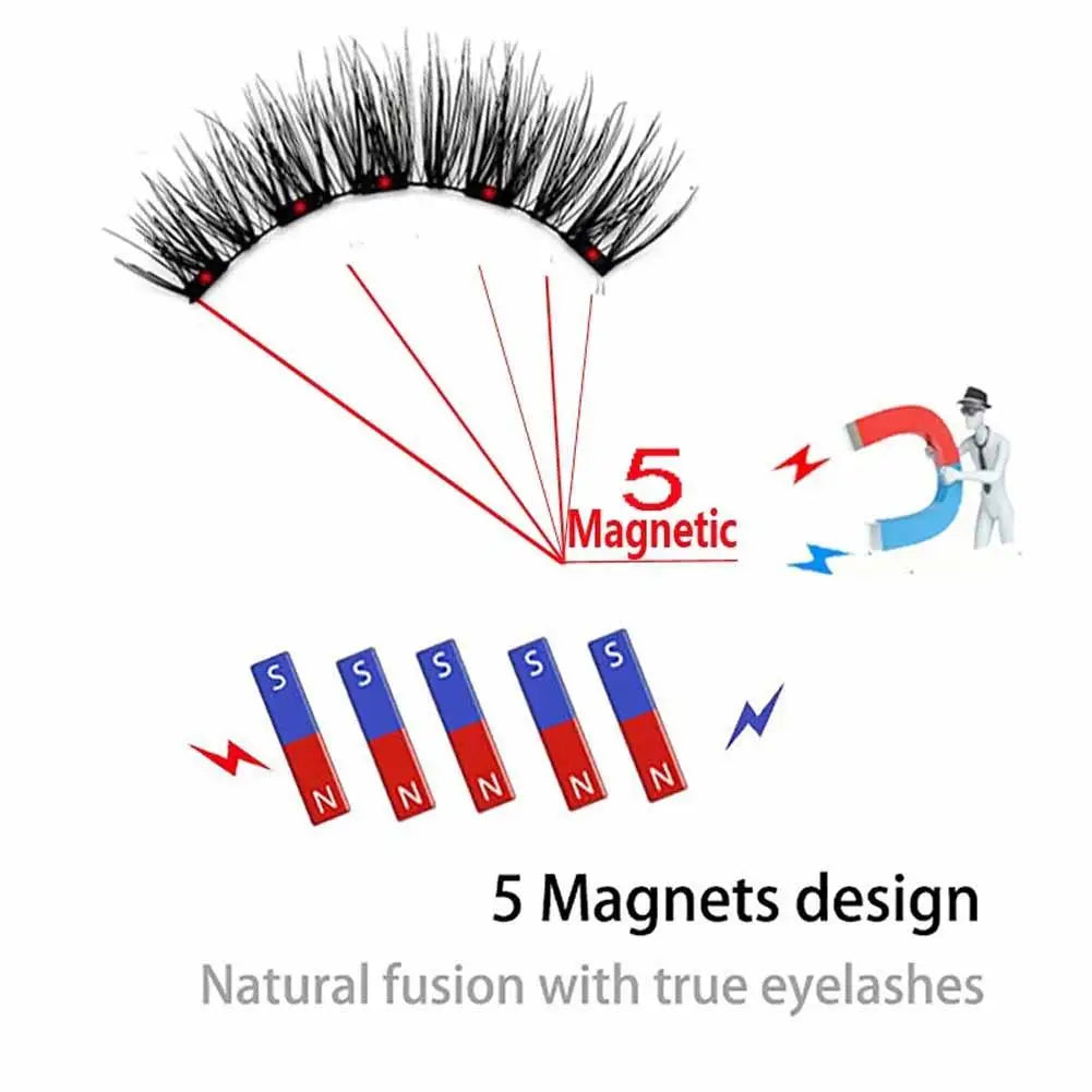 3D Natural Magnetic Eyelashes,With 5 Magnetic Lashes Shipping Box Eyelashes Handmade False Gift Reusable Support Drop Magne T6N2 HIP