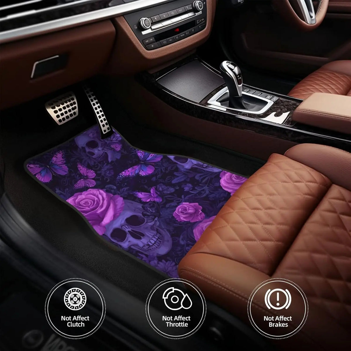 Gothic Skull & Rose Car Floor Mats – 4-Piece All-Weather Set Car Floor Mats HIP