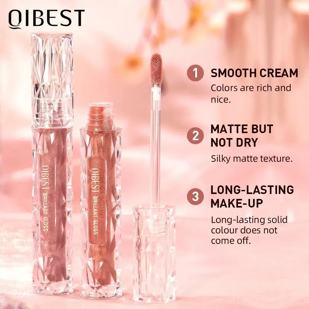 QiBest Diamond Shimmer Lip Gloss – 10 Colors, Waterproof Glitter Lip Gloss HIP