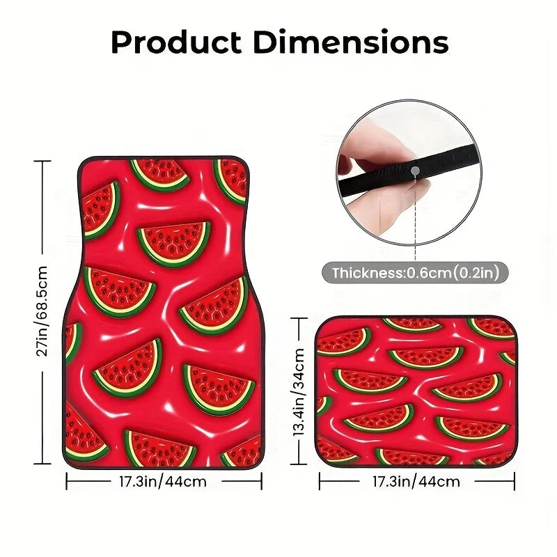 4-Piece Watermelon Car Rubber Floor Mats – Anti-Slip Set Car Floor Mats HIP