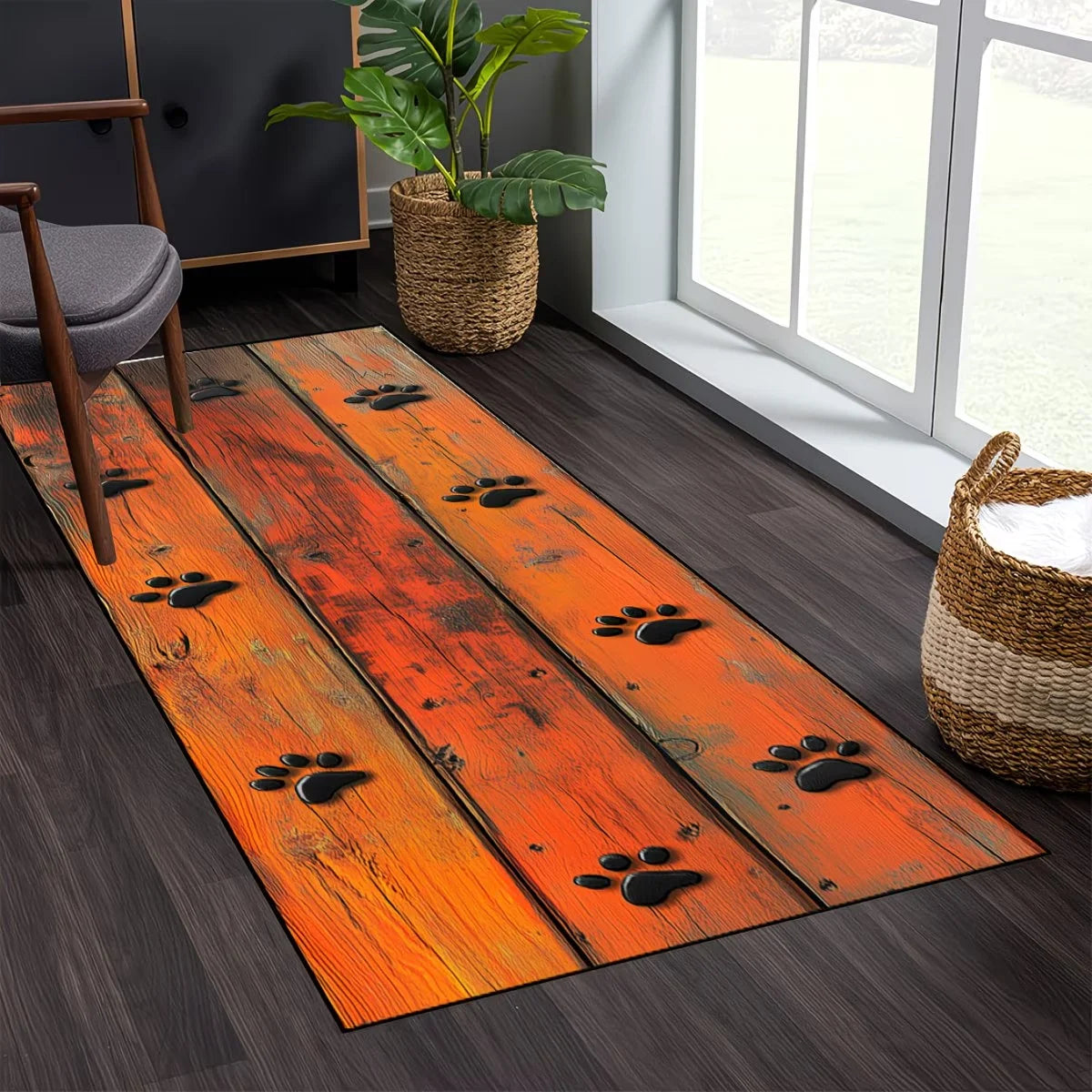 3D Dog Paw Print Runner Rug – Non-Slip Kitchen & Hallway Mat Runner Rug HIP 1 40x120cm-Felt