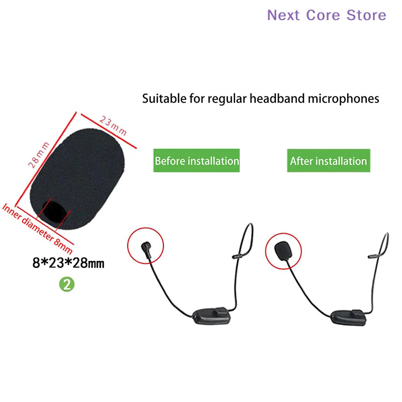 10-Pack Black Sponge Mic Covers for Helmet Bluetooth Intercoms Microphone Sponge Cover HIP