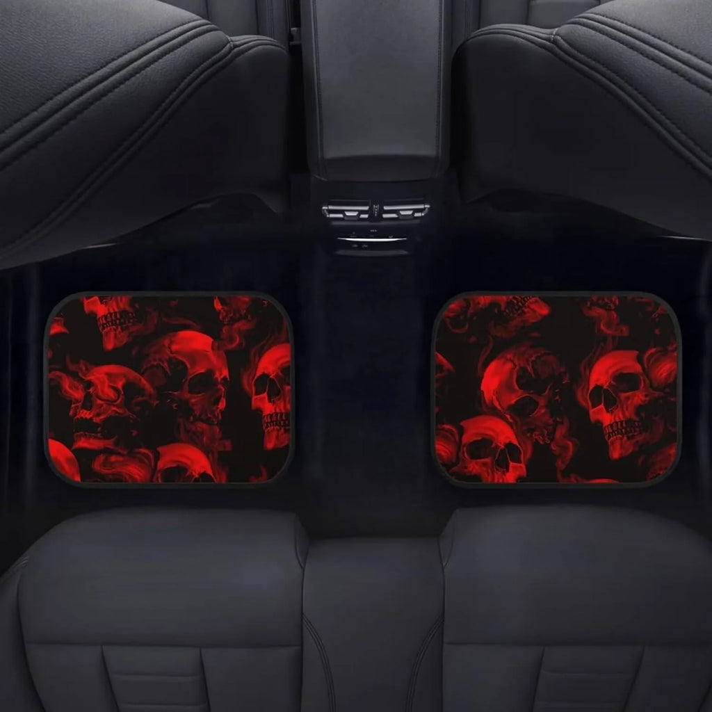 Red Gothic Skull Car Floor Mats Set of 4 – Universal Fit Car Floor Mats HIP