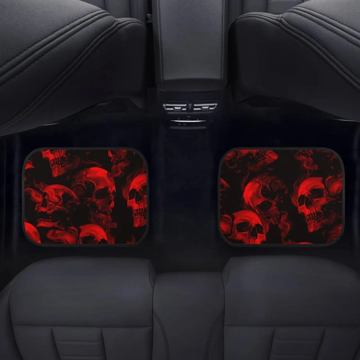 Red Gothic Skull Car Floor Mats Set of 4 – Universal Fit Car Floor Mats HIP