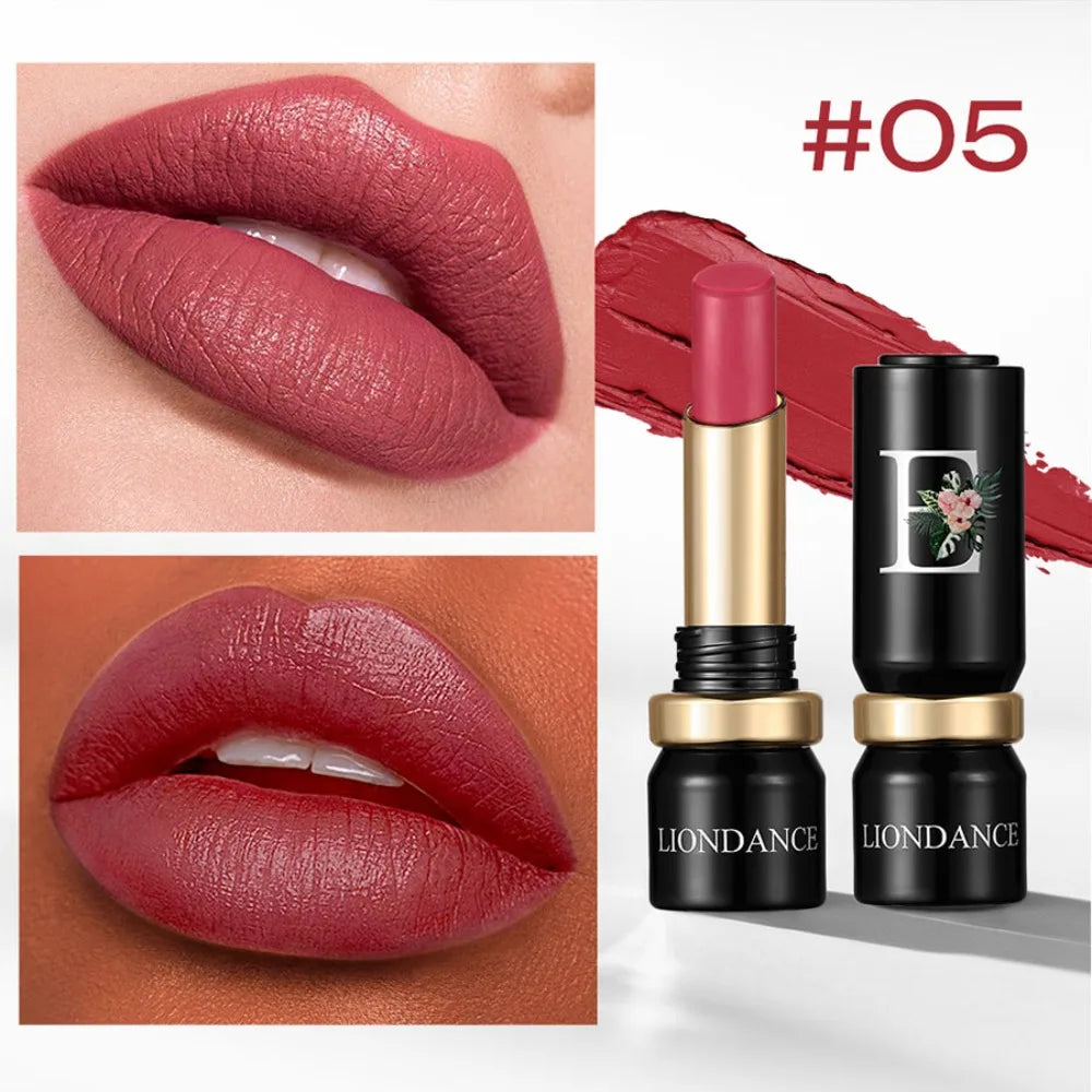 Velvet Mist Flower Lipstick High Pigment Long Lasting Matte Lip Gloss Dark Rich Colors Waterproof Creamy Smooth Lips Makeup HIP 05