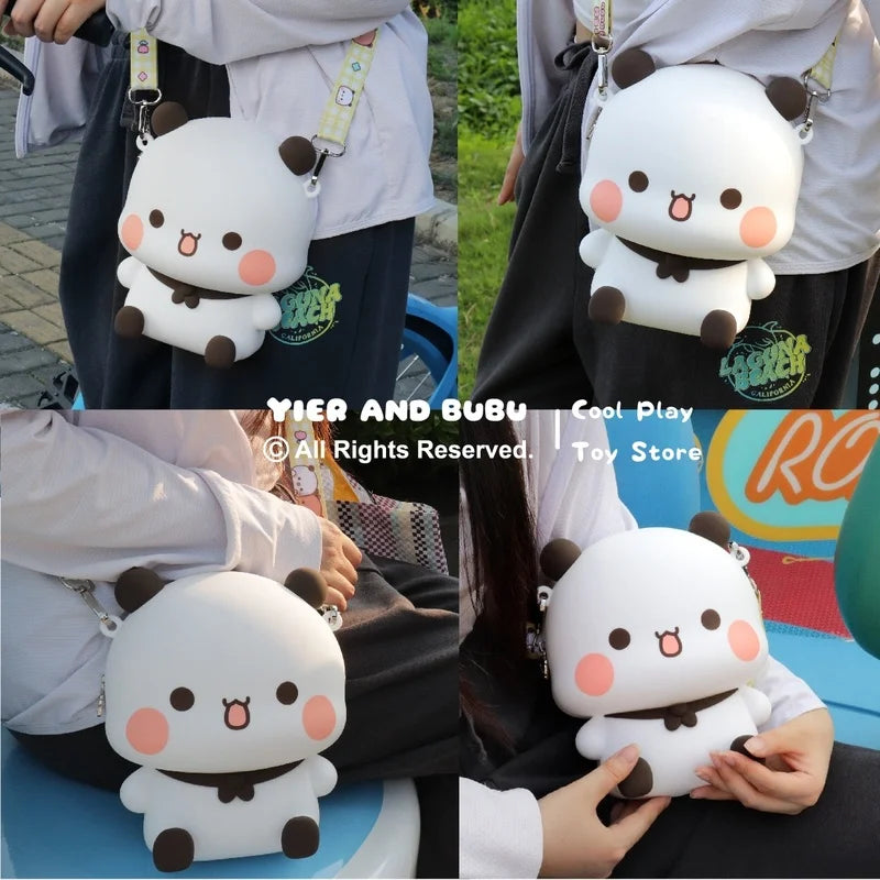 Bubu & Dudu Panda Silicone Crossbody Bag | Anime Messenger Silicone Crossbody Bag HIP