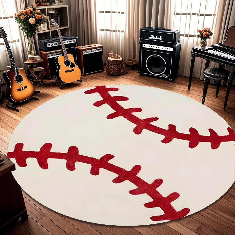 Baseball Round Rug – Soft Non-Slip Washable Floor Mat Round Area Rug HIP 1 80X80CM