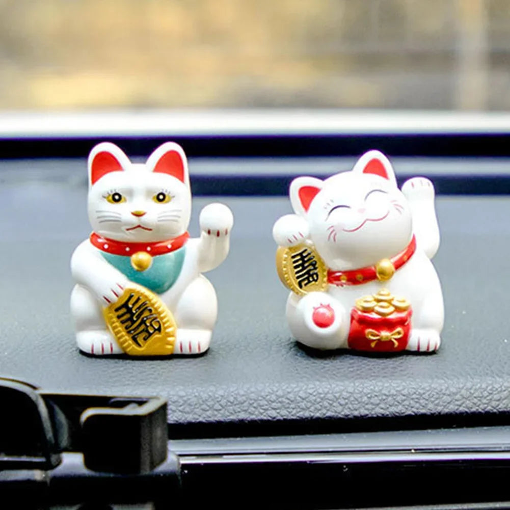 Solar Powered Maneki Neko Lucky Cat Welcoming Chinese Lucky Cat Waving Hand Beckoning Fortune Cat Figurines For Home Decoration HIP
