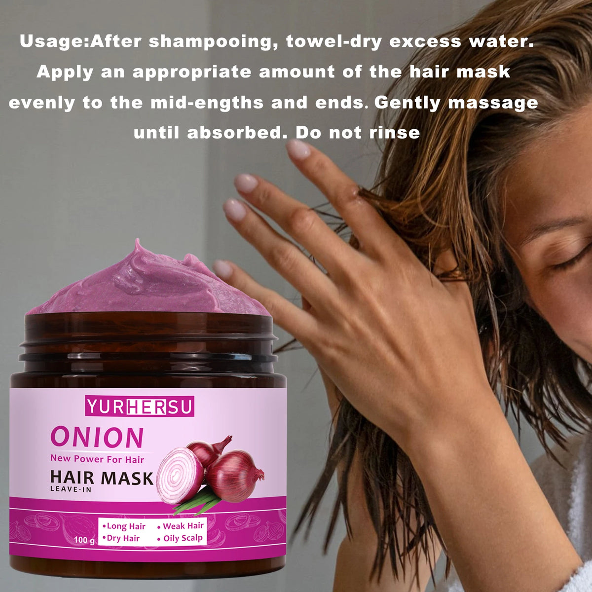 Onion Essence No-Rinse Hair Mask – Deep Nourishing | YURHERSU Leave-In Hair Mask HIP